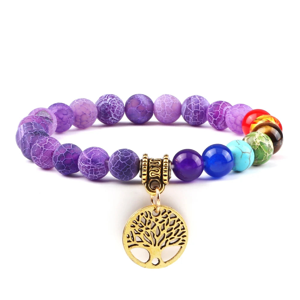 🌈 Spiritual Abacus 7 Chakra Tree of Life Bracelet Natural Stone Reiki Energy Beads