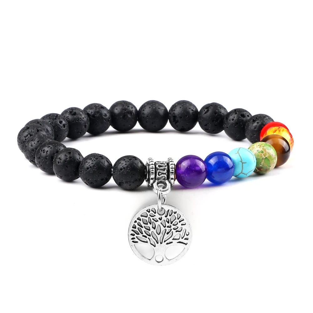 🌈 Spiritual Abacus 7 Chakra Tree of Life Bracelet Natural Stone Reiki Energy Beads