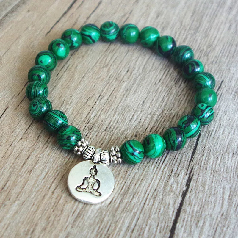 Spiritual Abacus™ Malachite Beaded Bracelet – Handmade Yoga Chakra Mala Bracelet for Meditation, Balance & Mindfulness