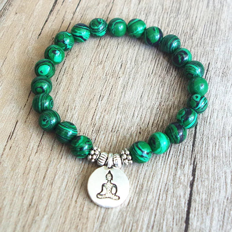 Spiritual Abacus™ Malachite Beaded Bracelet – Handmade Yoga Chakra Mala Bracelet for Meditation, Balance & Mindfulness