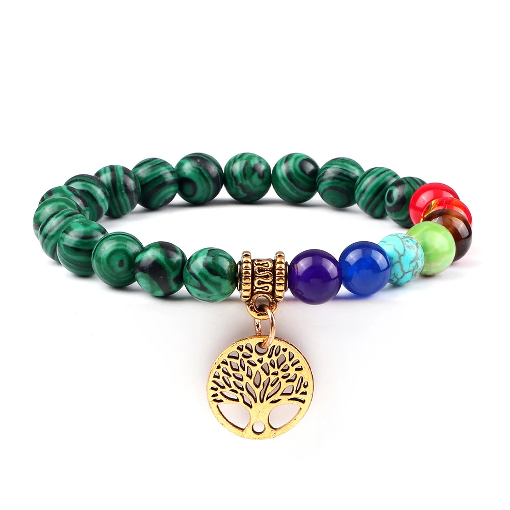 🌈 Spiritual Abacus 7 Chakra Tree of Life Bracelet Natural Stone Reiki Energy Beads
