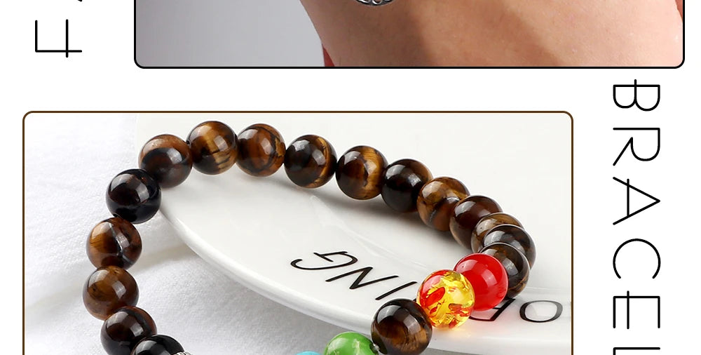 🌈 Spiritual Abacus 7 Chakra Tree of Life Bracelet Natural Stone Reiki Energy Beads