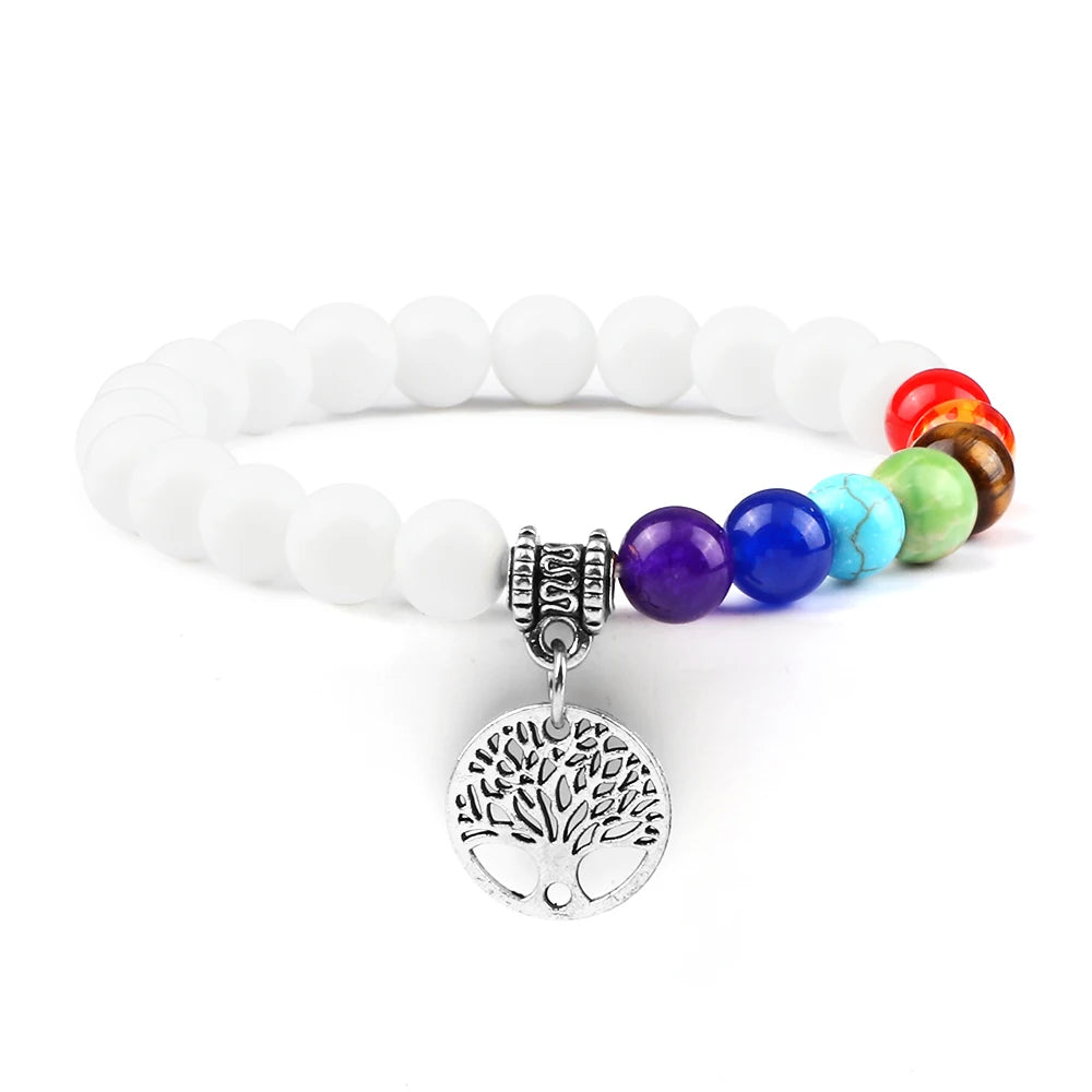 🌈 Spiritual Abacus 7 Chakra Tree of Life Bracelet Natural Stone Reiki Energy Beads