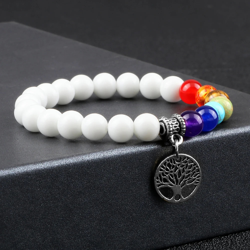 🌈 Spiritual Abacus 7 Chakra Tree of Life Bracelet Natural Stone Reiki Energy Beads