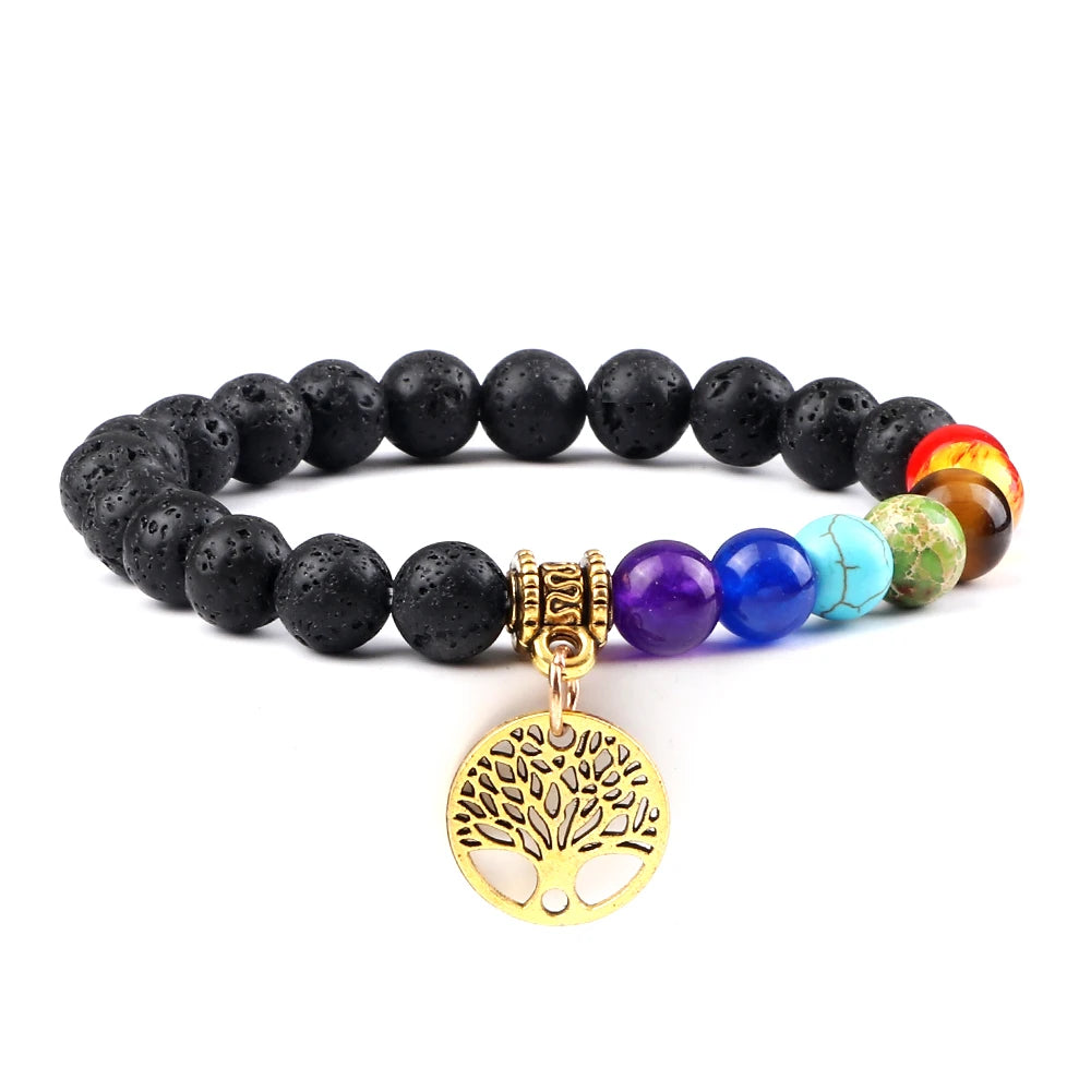 🌈 Spiritual Abacus 7 Chakra Tree of Life Bracelet Natural Stone Reiki Energy Beads