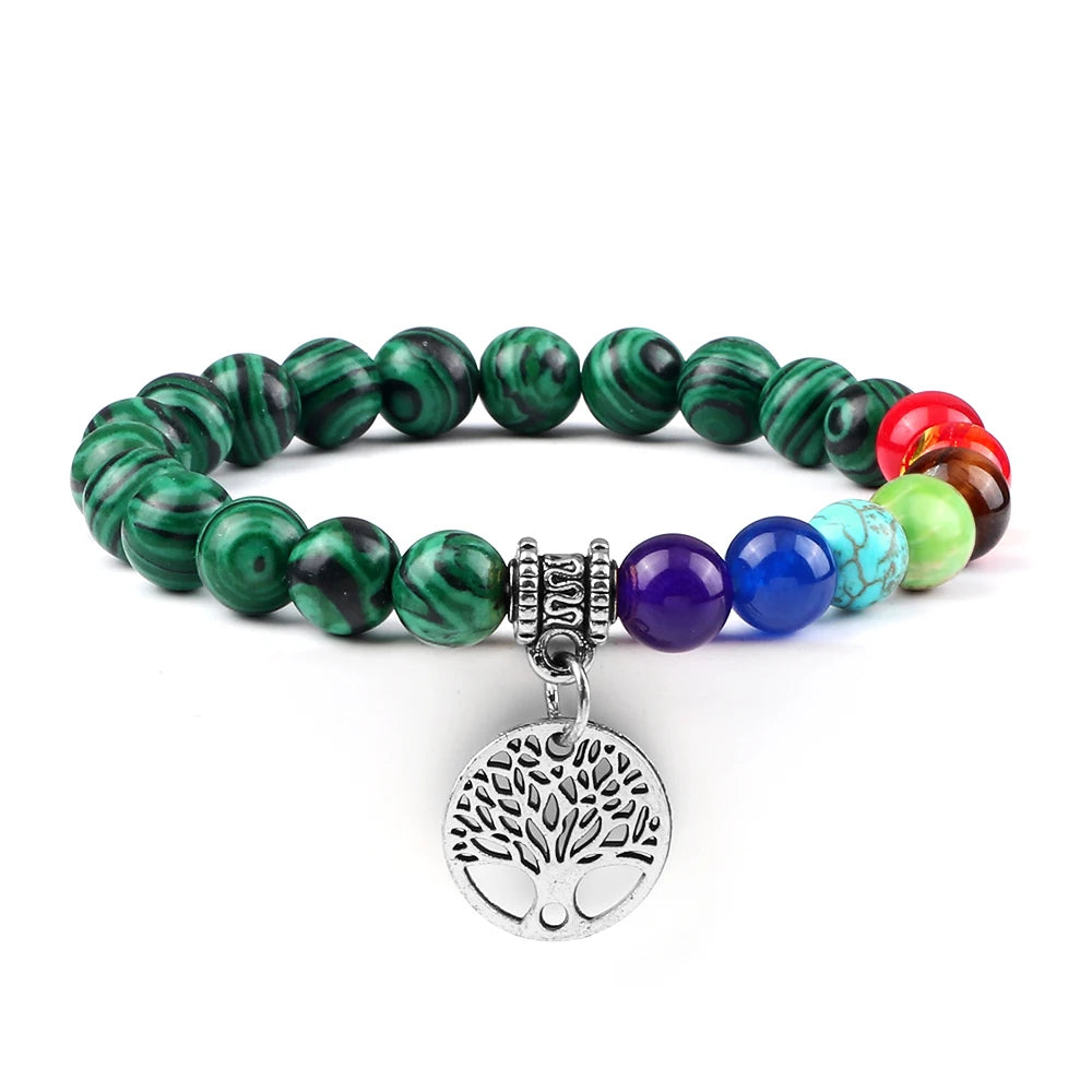 🌈 Spiritual Abacus 7 Chakra Tree of Life Bracelet Natural Stone Reiki Energy Beads