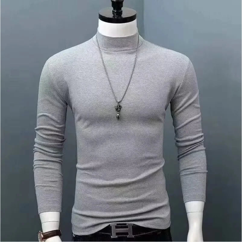 Spiritual Abacus™ Men’s Slim Fit Turtleneck Shirt – Solid Black Long Sleeve Fall/Winter Innerwear