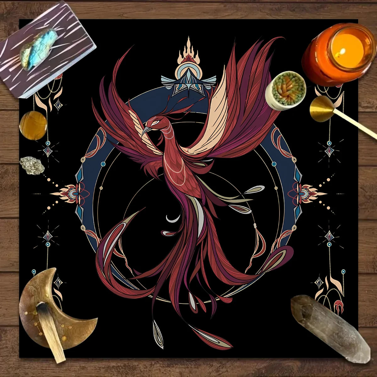 🔮 Spiritual Abacus Tarot Card Tablecloth Mystical Wizardry Butterfly & Flower Design – For Tarot, Oracle, and Astrology Readings