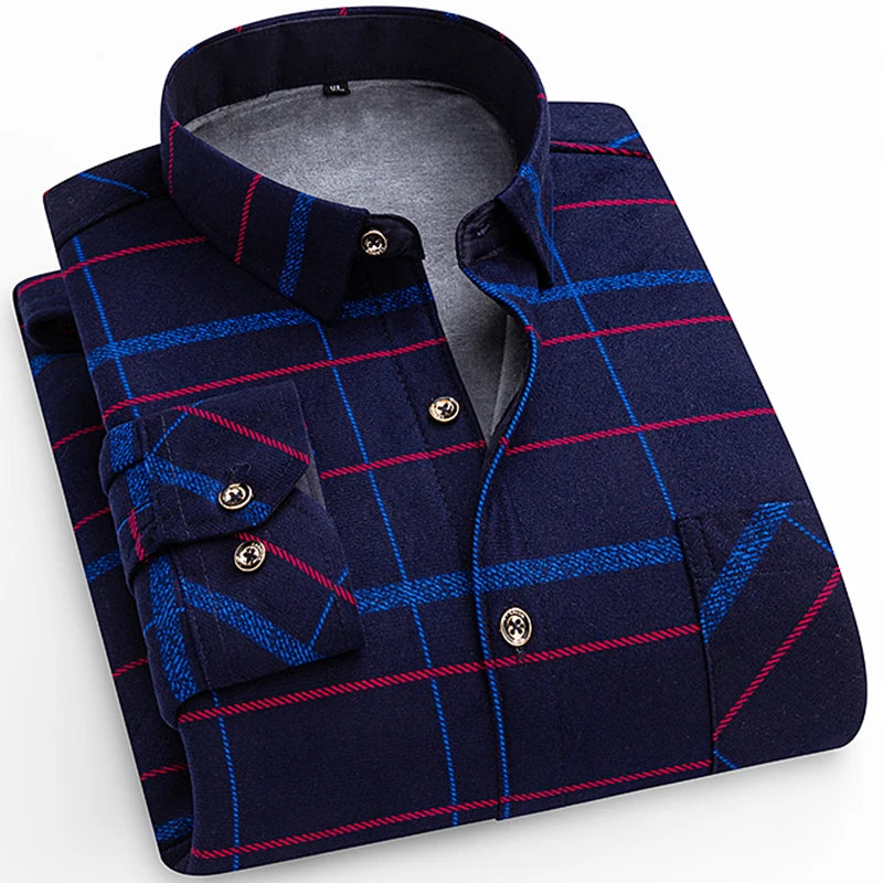 Spiritual Abacus™ Men’s Winter Flannel Shirt – Thickened Plaid Fleece Long Sleeve Casual Shirt