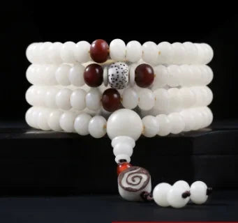 📿 Spiritual Abacus – Natural White Jade & Bodhi Root 108-Bead Mala - Meditation Prayer Bracelet & Necklace