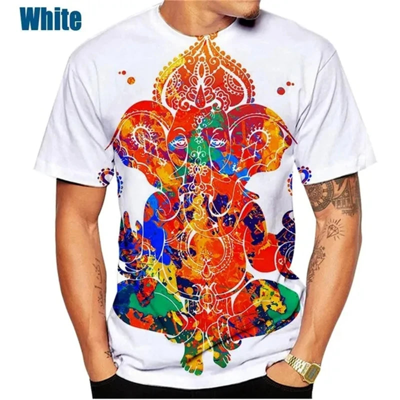 🕉️ Spiritual Abacus God of Wisdom Ganesha 3D T-Shirt – Unisex Hindu Spiritual Streetwear
