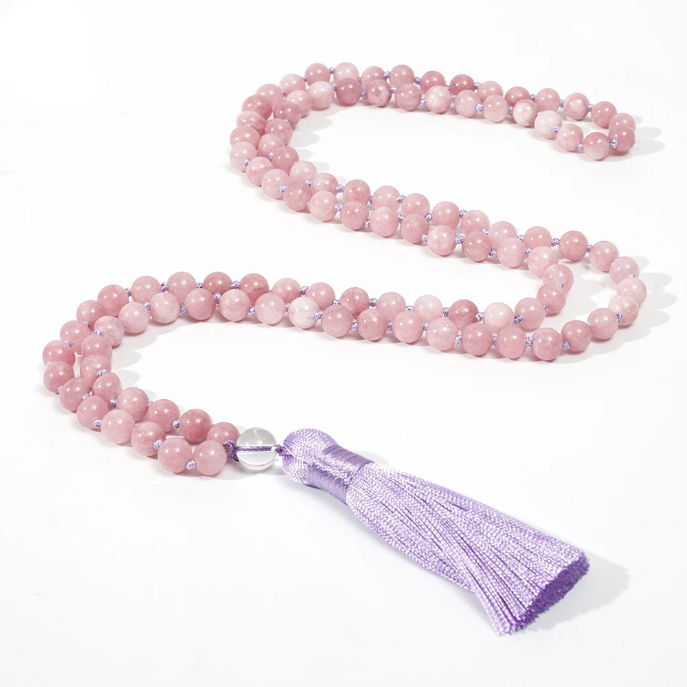 💜 Spiritual Abacus Kunzite 108-Bead Mala Necklace
