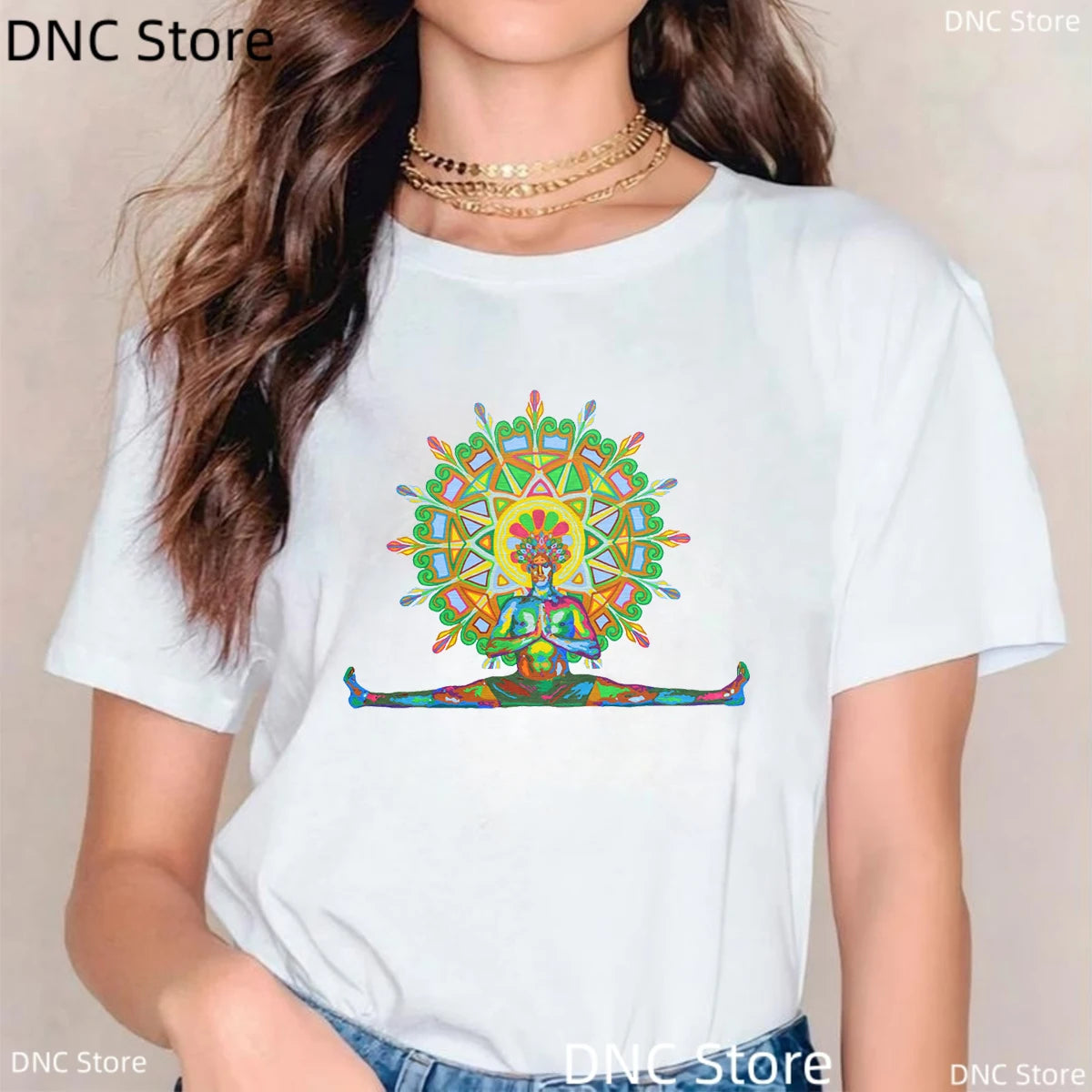 🌸 Spiritual Abacus Modra Lotus Buddha T-Shirt – Women's Yoga & Meditation Tee with Namaste Print