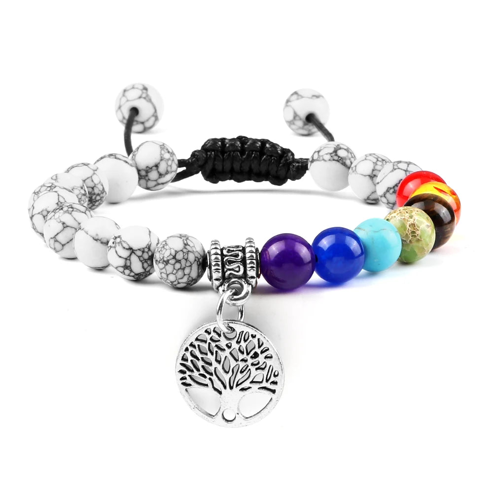 🌈 Spiritual Abacus 7 Chakra Tree of Life Bracelet Natural Stone Reiki Energy Beads
