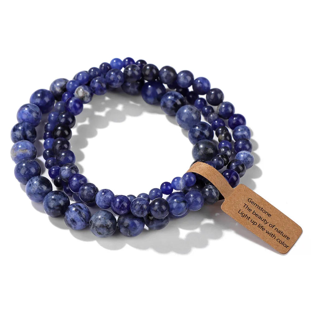 🎀 Spiritual Abacus Pink Zebra & Mixed Natural Stone Bracelet Set 4mm–8mm Beads
