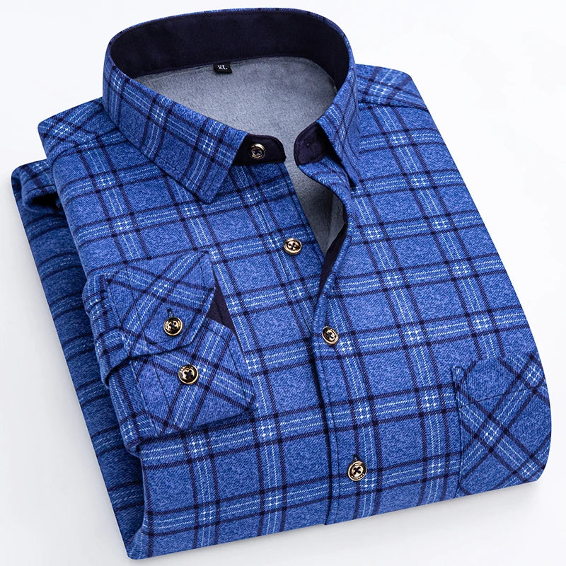 Spiritual Abacus™ Men’s Winter Flannel Shirt – Thickened Plaid Fleece Long Sleeve Casual Shirt