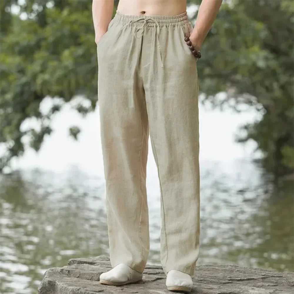☀️ Spiritual Abacus – 2025 Men’s Cotton Linen Loose-Fit Pants - Summer Casual • Solid Color • Breathable Fabric • Plus Sizes