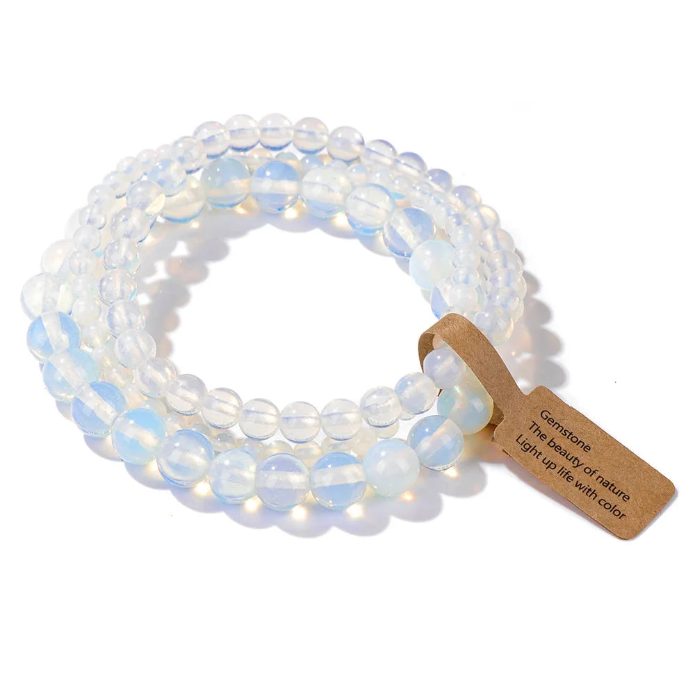 🎀 Spiritual Abacus Pink Zebra & Mixed Natural Stone Bracelet Set 4mm–8mm Beads