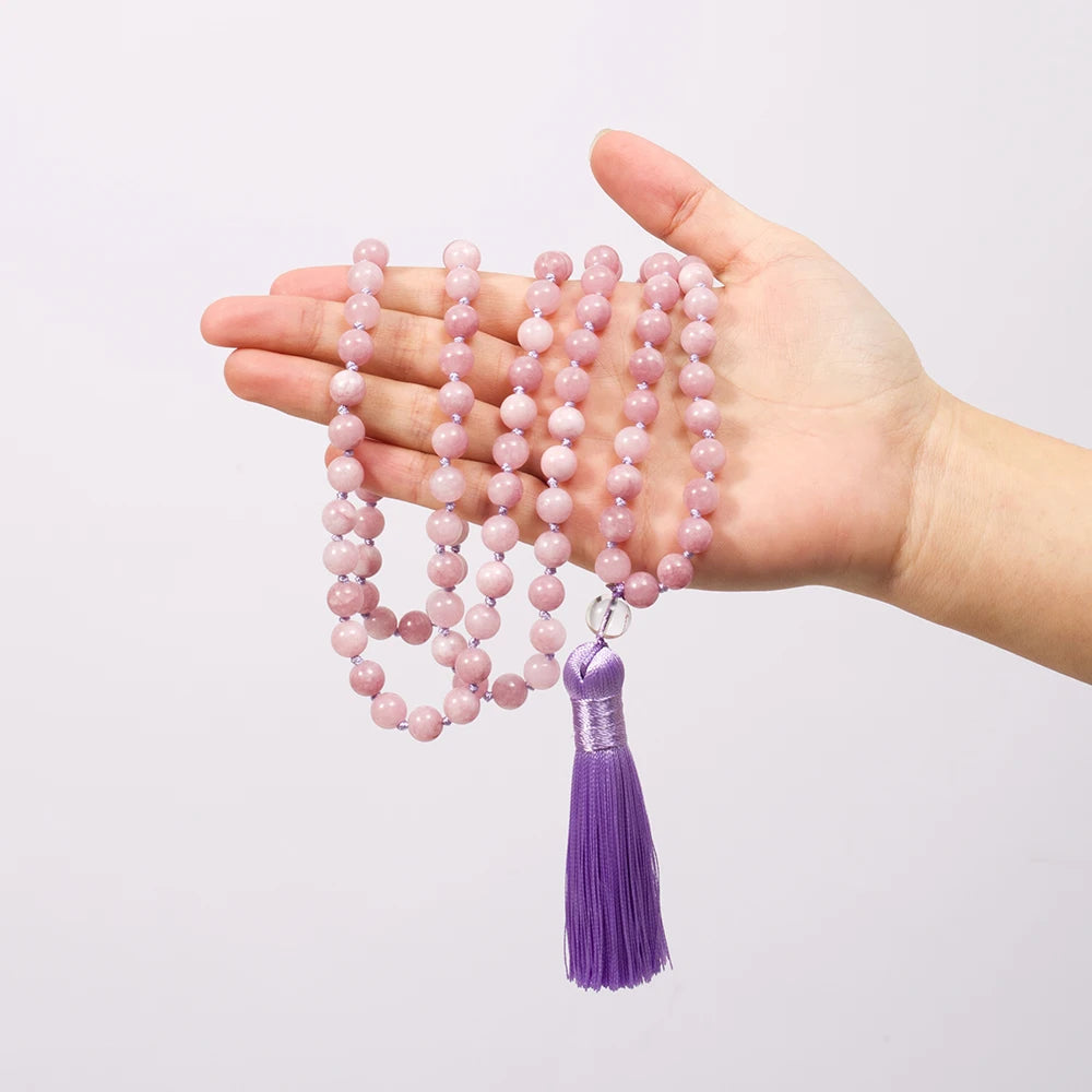 💜 Spiritual Abacus Kunzite 108-Bead Mala Necklace
