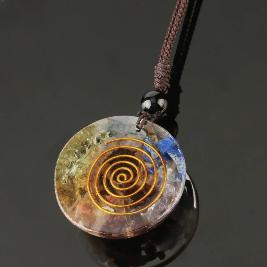 🪙 Spiritual Abacus Artisan Stone Pendant Necklace with Convex Surface Design – Symbolic Jewelry