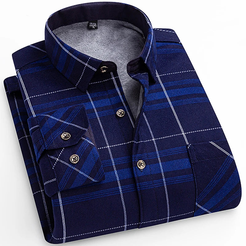 Spiritual Abacus™ Men’s Winter Flannel Shirt – Thickened Plaid Fleece Long Sleeve Casual Shirt