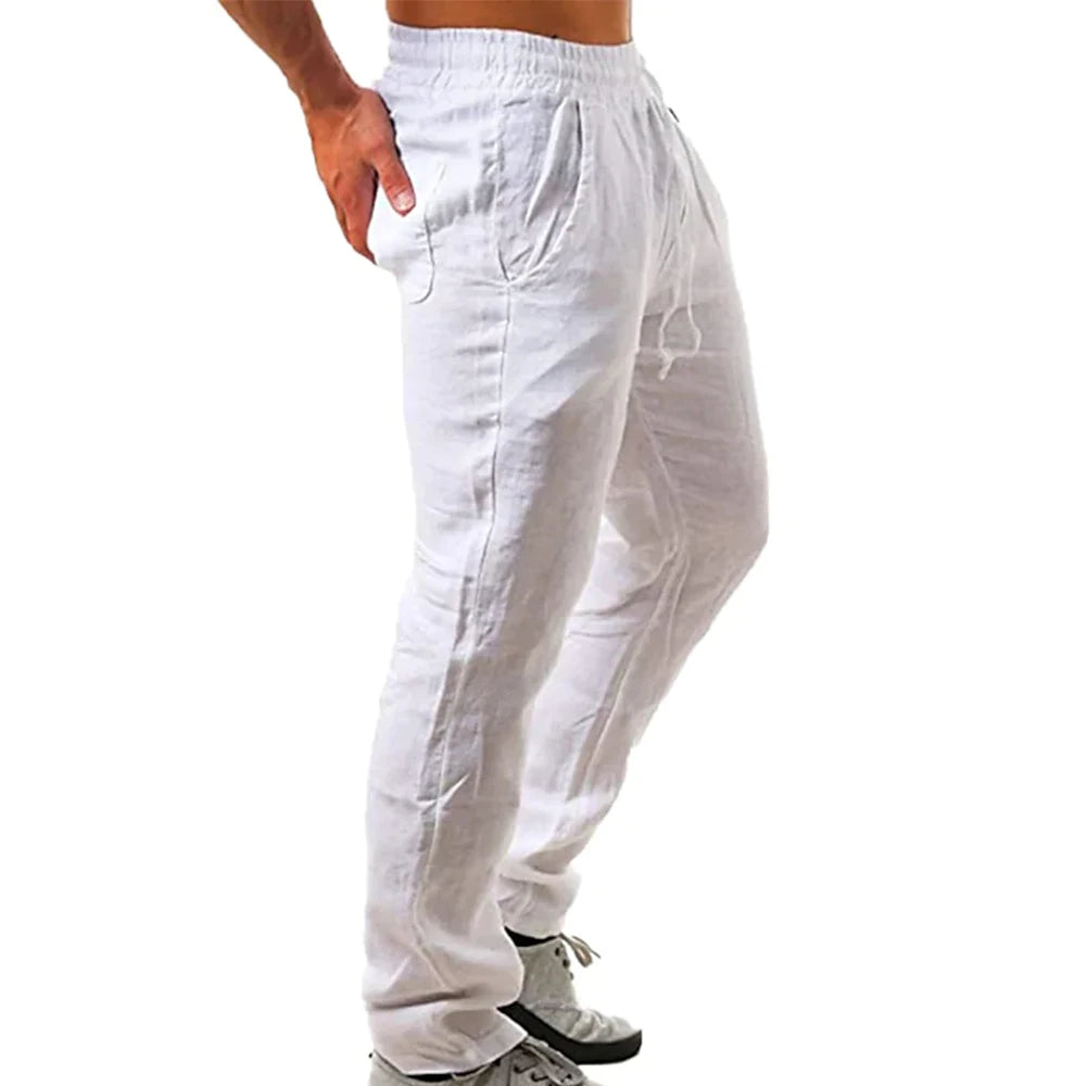 🍁 Spiritual Abacus – Men’s Cotton Linen Pants - Breathable • Solid Color • Autumn Streetwear Trousers for Fitness, Lounge & Everyday Style