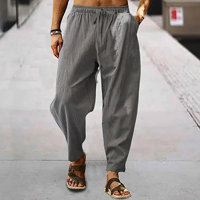 🧘♂️ Spiritual Abacus – Men’s Cotton & Linen Wide-Leg Pants - Solid Color • High Waist • Loose Fit • Breathable Hemp Trousers for Summer & Autumn