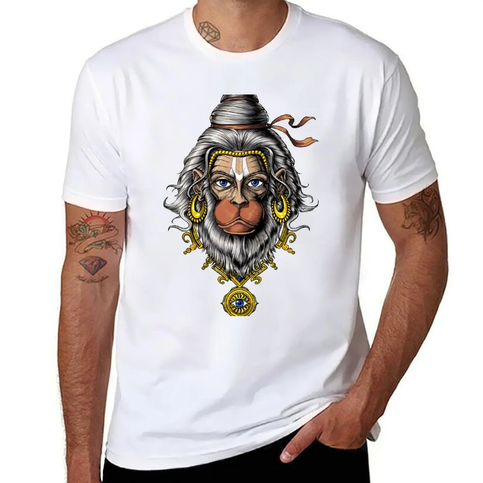 Spiritual Abacus™ Hanuman Graphic T-Shirt – Hindu Deity Inspired Men’s Tee