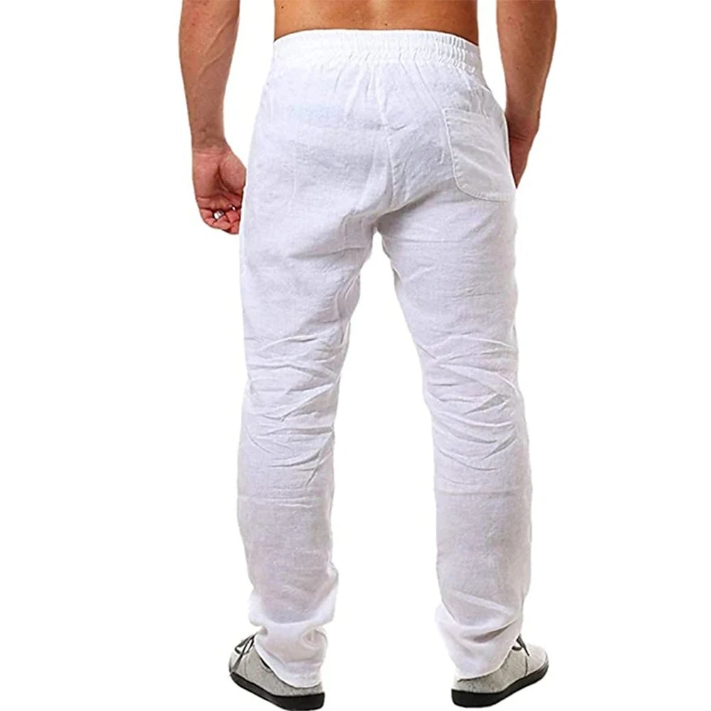 🍁 Spiritual Abacus – Men’s Cotton Linen Pants - Breathable • Solid Color • Autumn Streetwear Trousers for Fitness, Lounge & Everyday Style