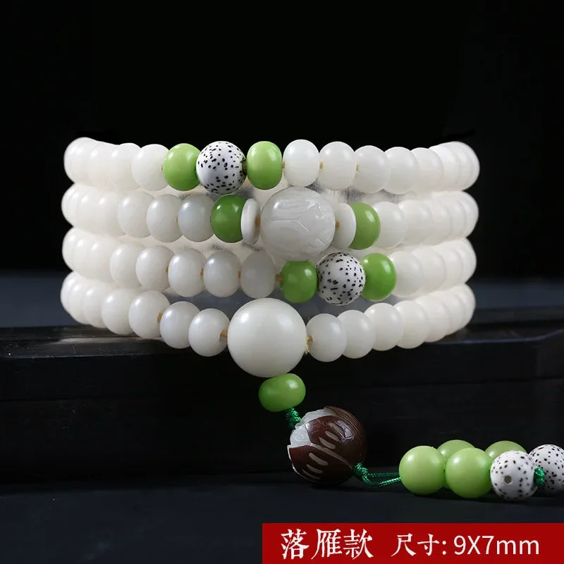 📿 Spiritual Abacus – Natural White Jade & Bodhi Root 108-Bead Mala - Meditation Prayer Bracelet & Necklace