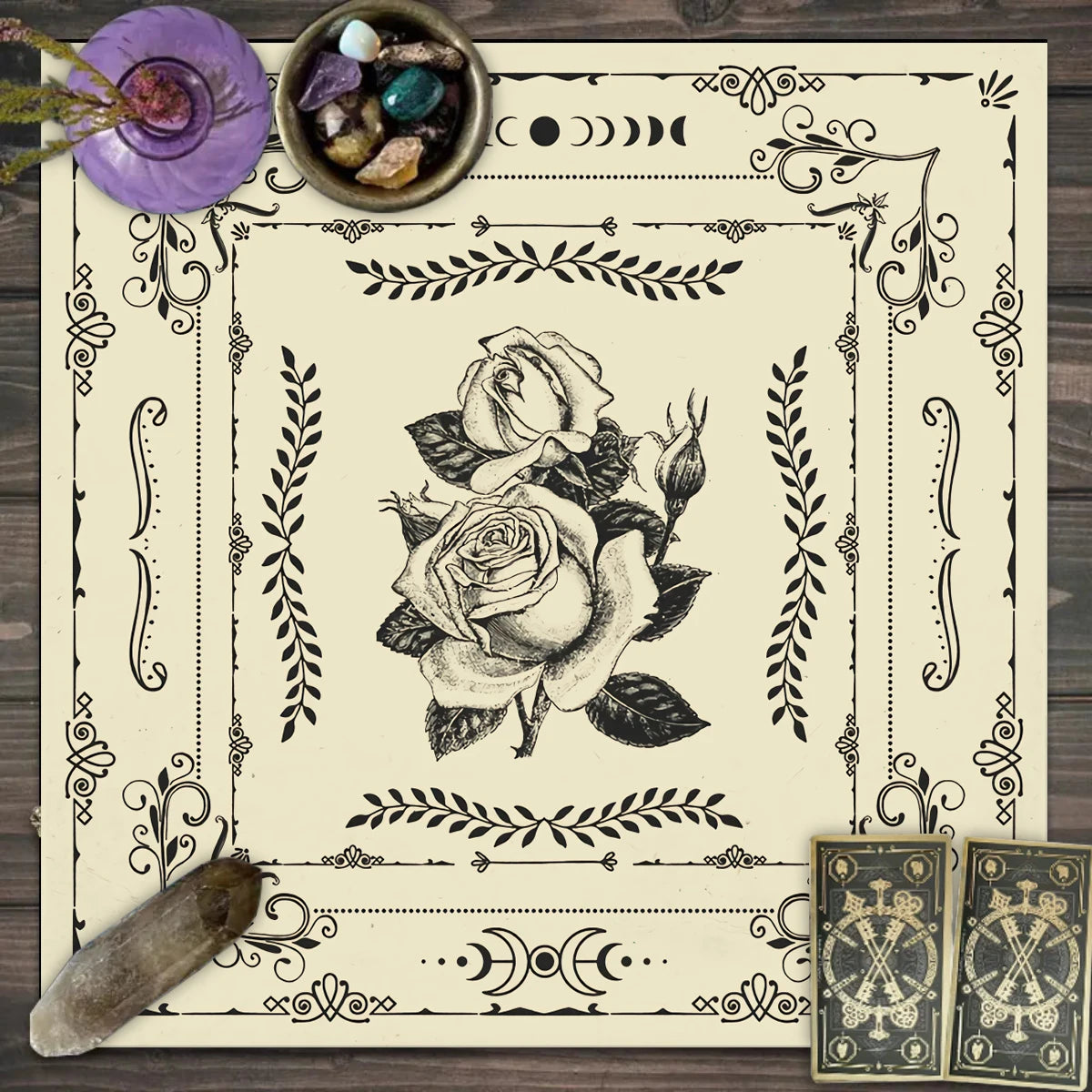🔮 Spiritual Abacus Tarot Card Tablecloth Mystical Wizardry Butterfly & Flower Design – For Tarot, Oracle, and Astrology Readings