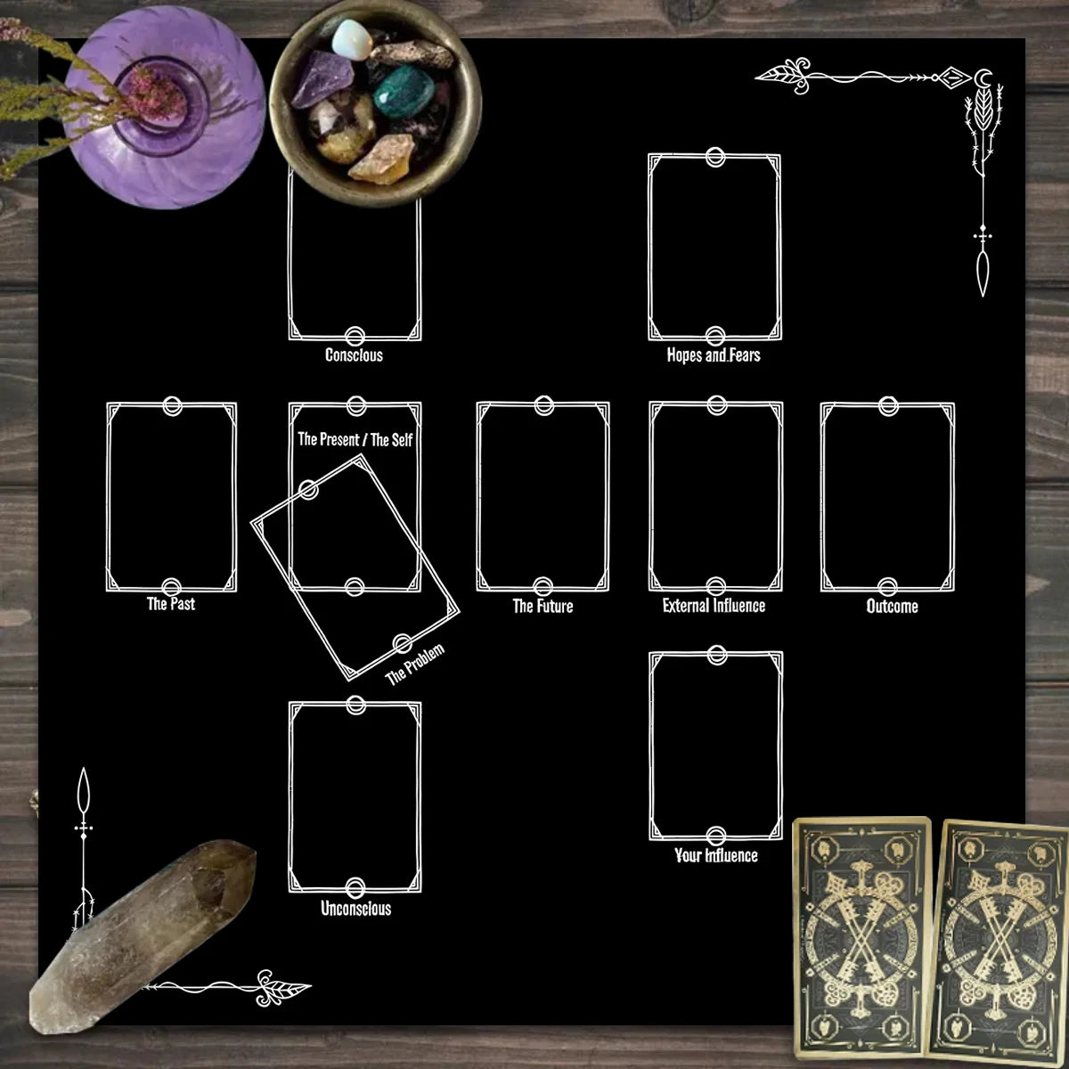 🔮 Spiritual Abacus Tarot Card Tablecloth Mystical Wizardry Butterfly & Flower Design – For Tarot, Oracle, and Astrology Readings