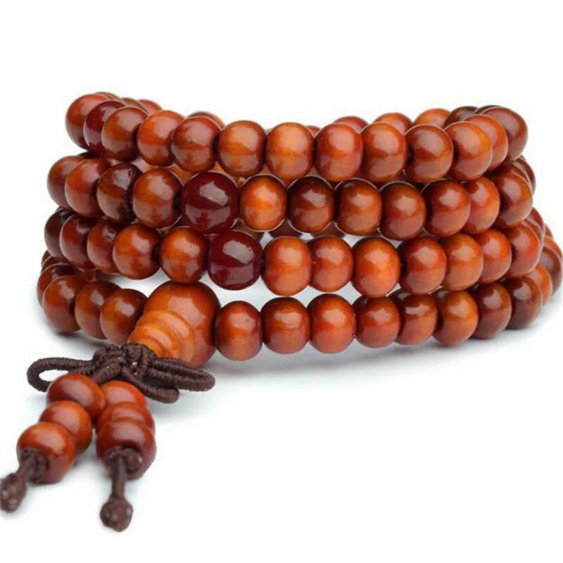 Spiritual Abacus – 108 Sandalwood Prayer Beads Mala | 8mm Buddhist Meditation Bracelet & Necklace