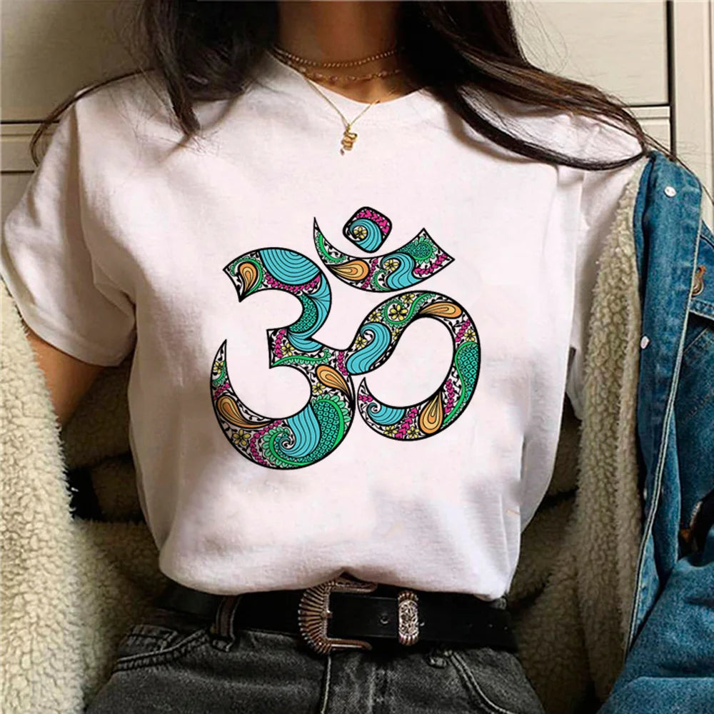 Spiritual Abacus™ OM Graphic Women’s T-Shirt – Y2K Japanese-Inspired Summer Streetwear Tee