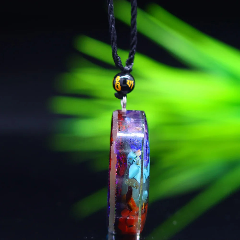 🔯💎 Spiritual Abacus – Reiki Cho Ku Rei Orgone Pendant Necklace - 7 Chakra Crystals • Natural Energy Generator • Red Agate, Amethyst, Tiger Eye