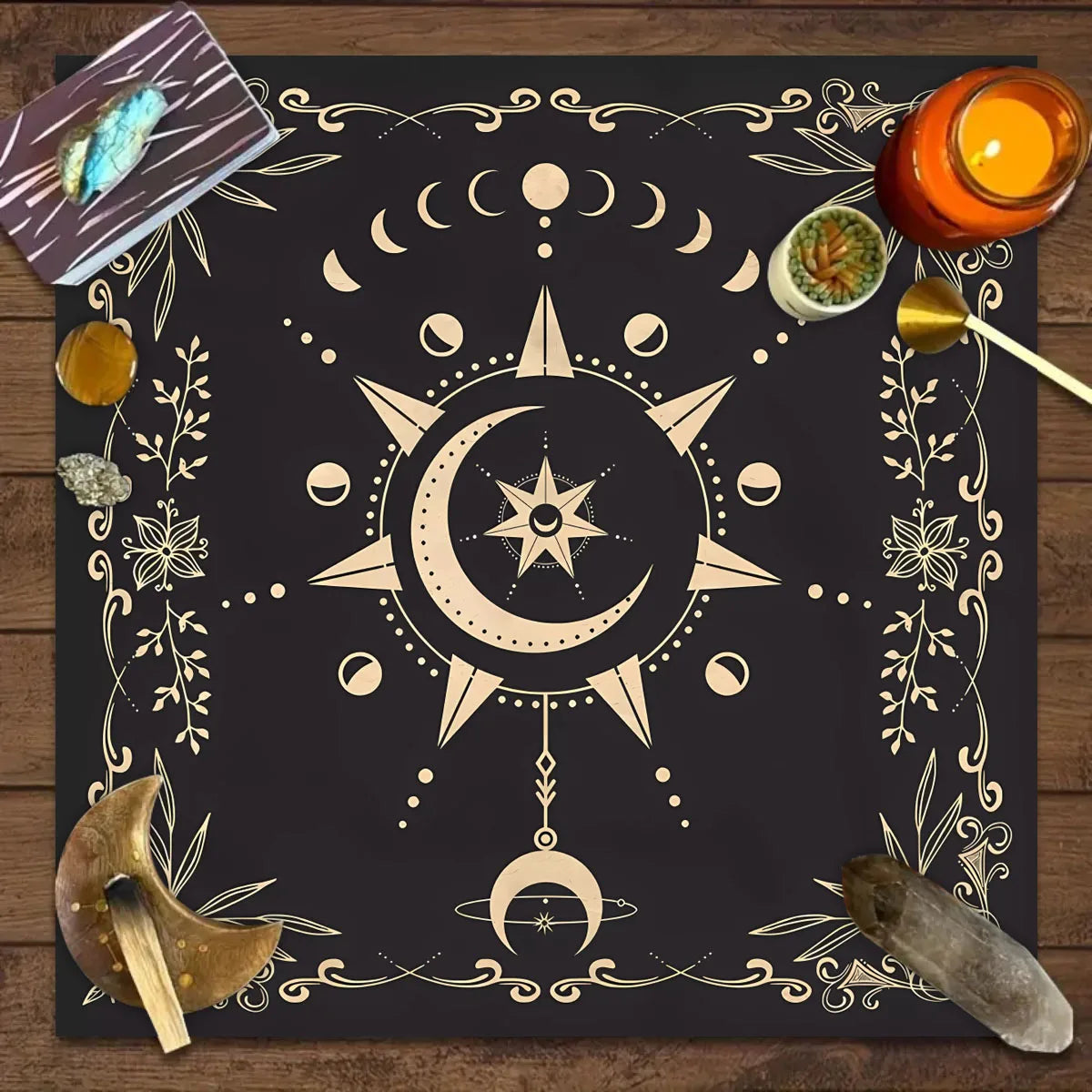 🔮 Spiritual Abacus Tarot Card Tablecloth Mystical Wizardry Butterfly & Flower Design – For Tarot, Oracle, and Astrology Readings