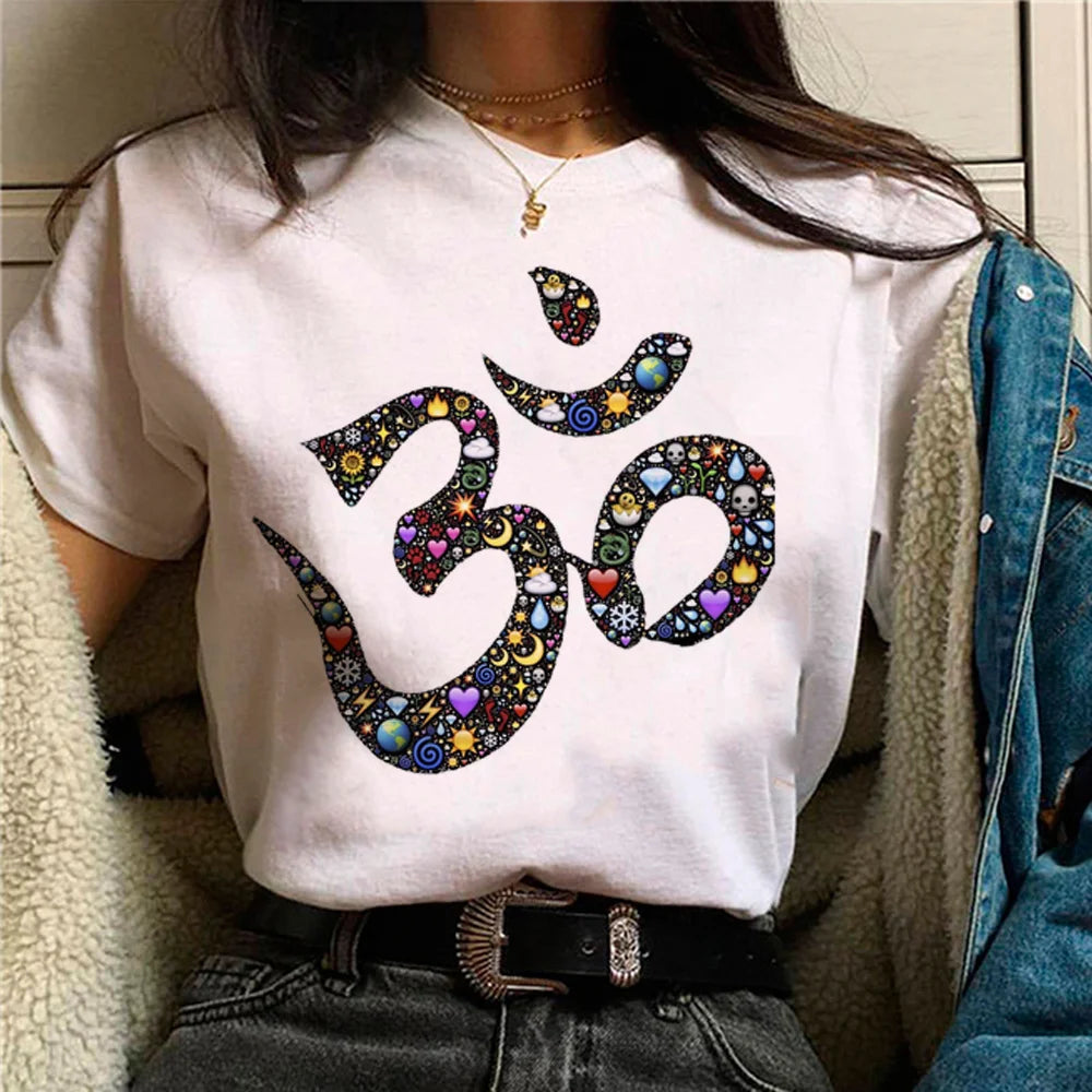 Spiritual Abacus™ OM Graphic Women’s T-Shirt – Y2K Japanese-Inspired Summer Streetwear Tee
