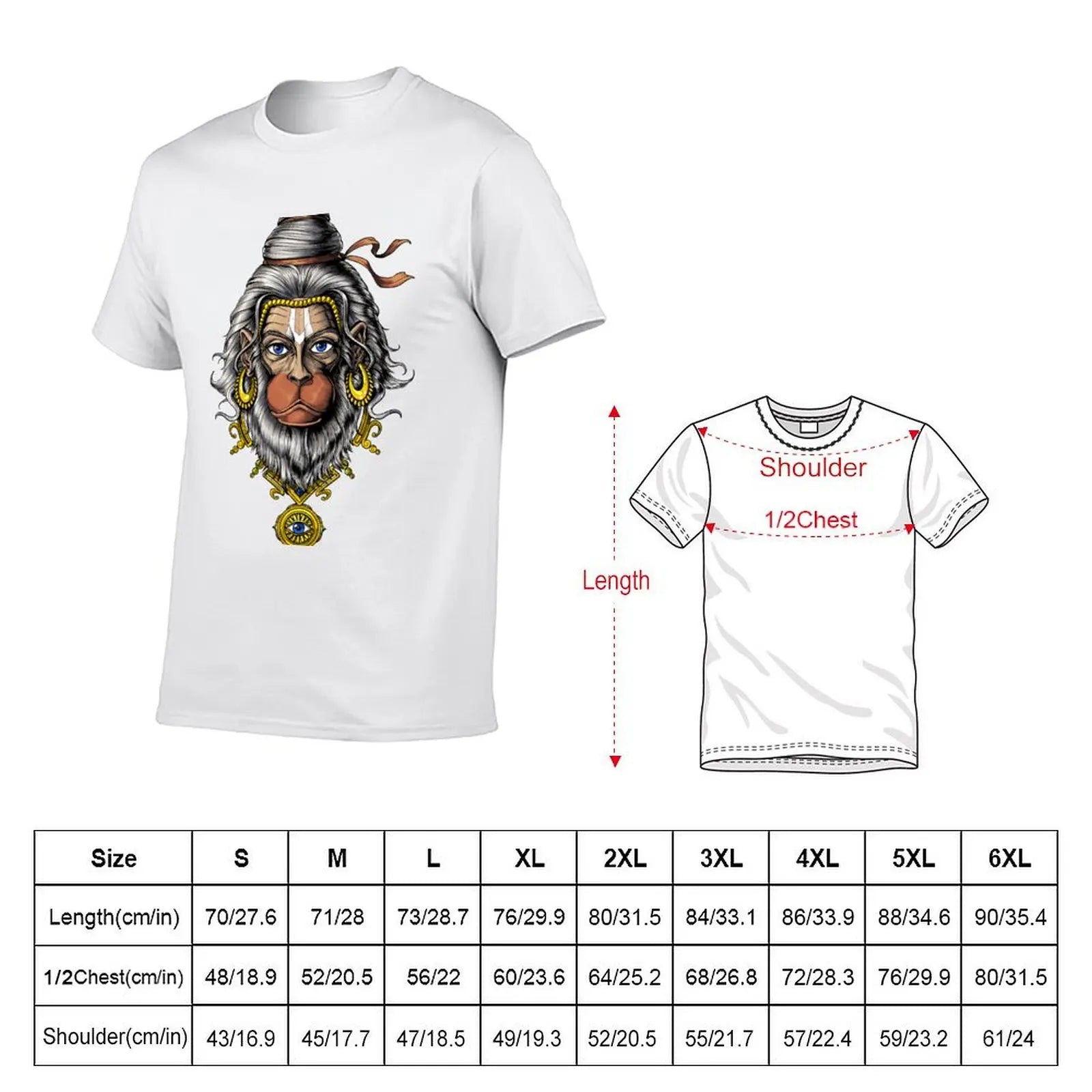 Spiritual Abacus™ Hanuman Graphic T-Shirt – Hindu Deity Inspired Men’s Tee
