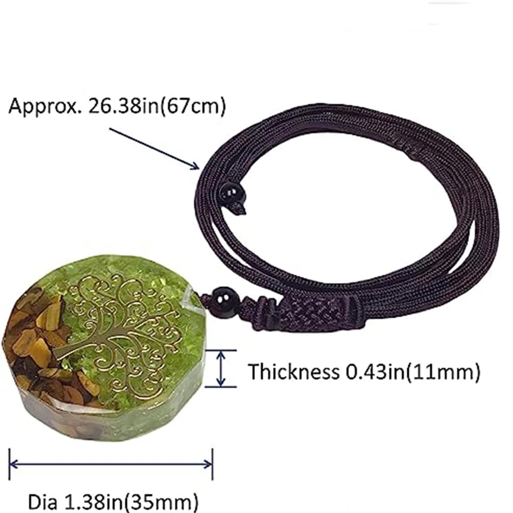🌳 Spiritual Abacus Tree of Life Orgonite Pendant – Olivine & Tiger Eye Chakra Energy Necklace