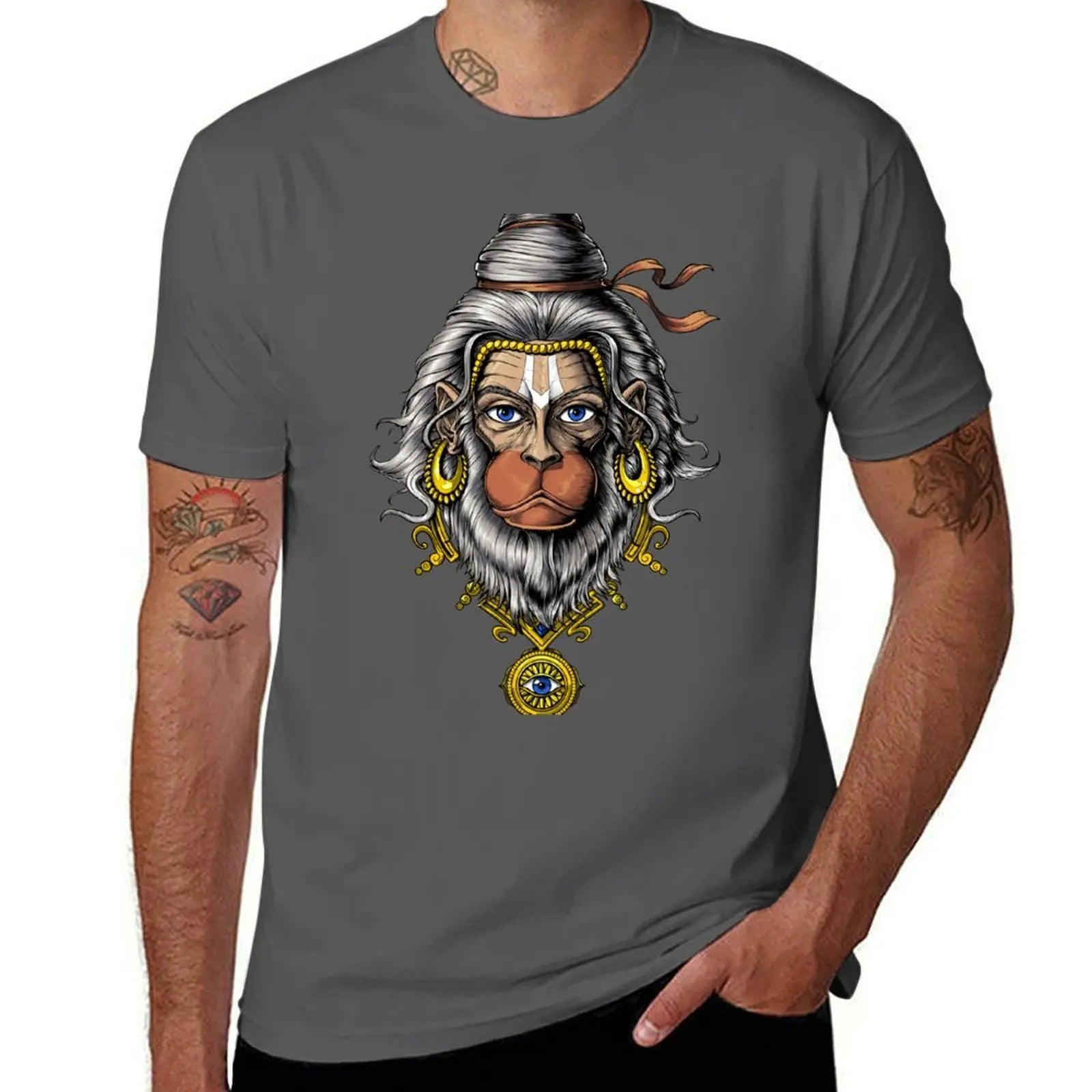 Spiritual Abacus™ Hanuman Graphic T-Shirt – Hindu Deity Inspired Men’s Tee