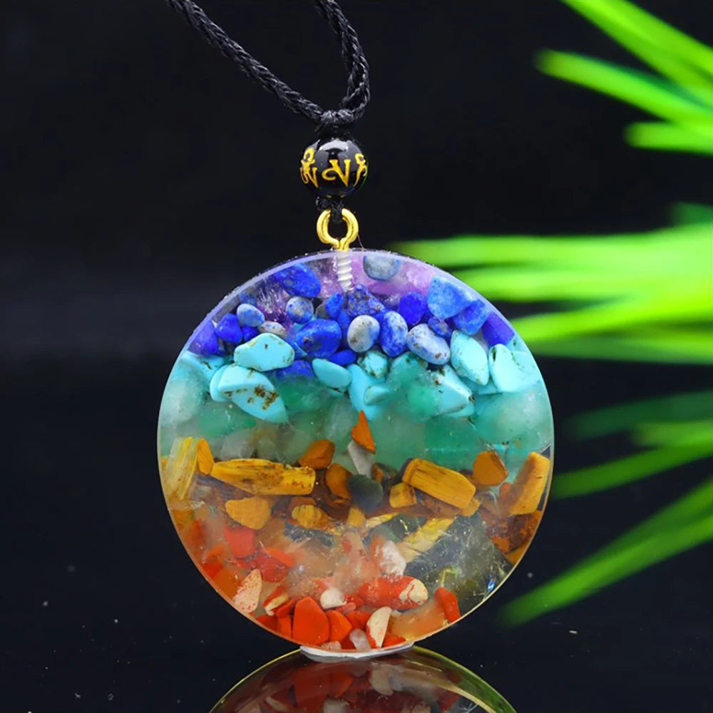 🔯💎 Spiritual Abacus – Reiki Cho Ku Rei Orgone Pendant Necklace - 7 Chakra Crystals • Natural Energy Generator • Red Agate, Amethyst, Tiger Eye
