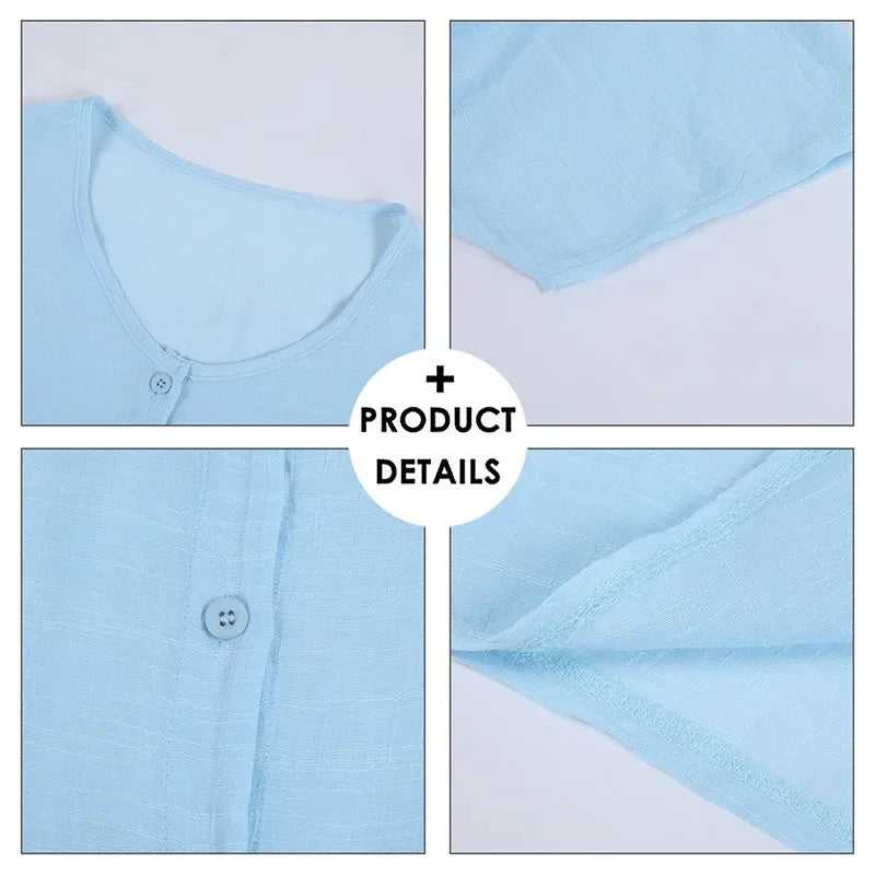 👒🏖️ Spiritual Abacus – Cotton Linen Beach Cover-Up Blouse - Long Shirt Style • Solid Color • Lightweight Swimsuit