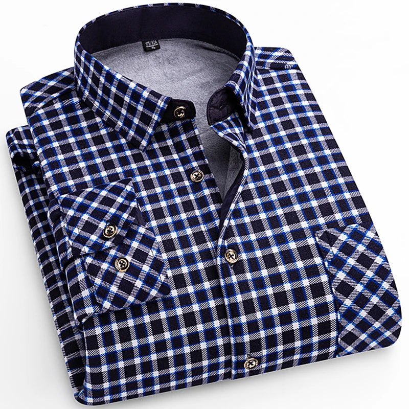 Spiritual Abacus™ Men’s Winter Flannel Shirt – Thickened Plaid Fleece Long Sleeve Casual Shirt