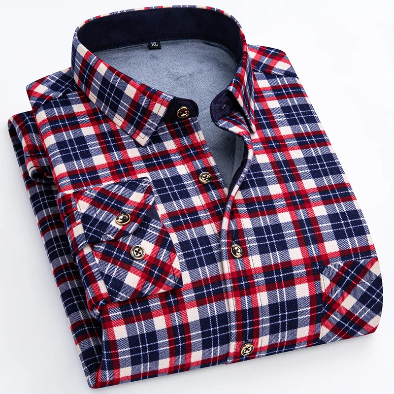 Spiritual Abacus™ Men’s Winter Flannel Shirt – Thickened Plaid Fleece Long Sleeve Casual Shirt