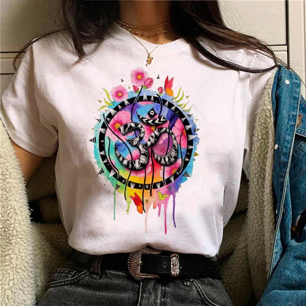 Spiritual Abacus™ OM Graphic Women’s T-Shirt – Y2K Japanese-Inspired Summer Streetwear Tee
