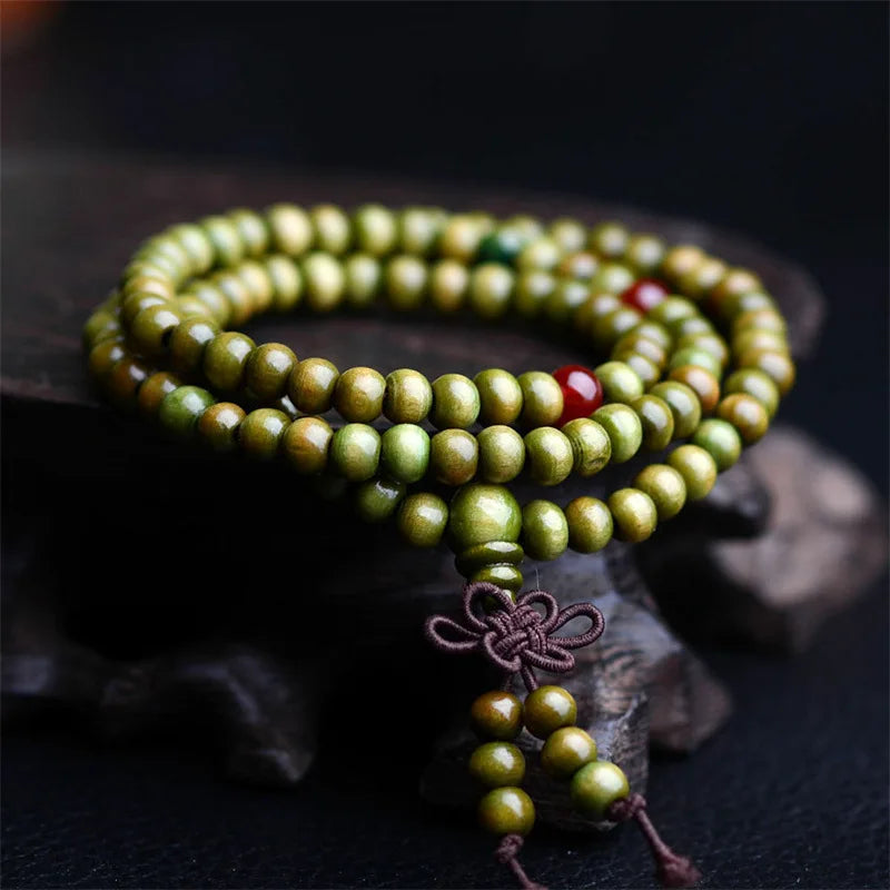 Spiritual Abacus – 108 Sandalwood Prayer Beads Mala | 8mm Buddhist Meditation Bracelet & Necklace