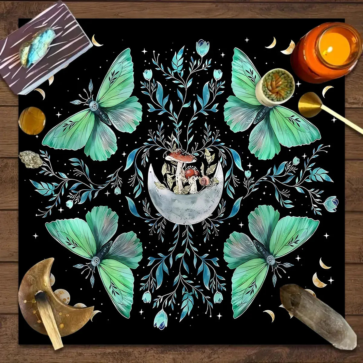 🔮 Spiritual Abacus Tarot Card Tablecloth Mystical Wizardry Butterfly & Flower Design – For Tarot, Oracle, and Astrology Readings