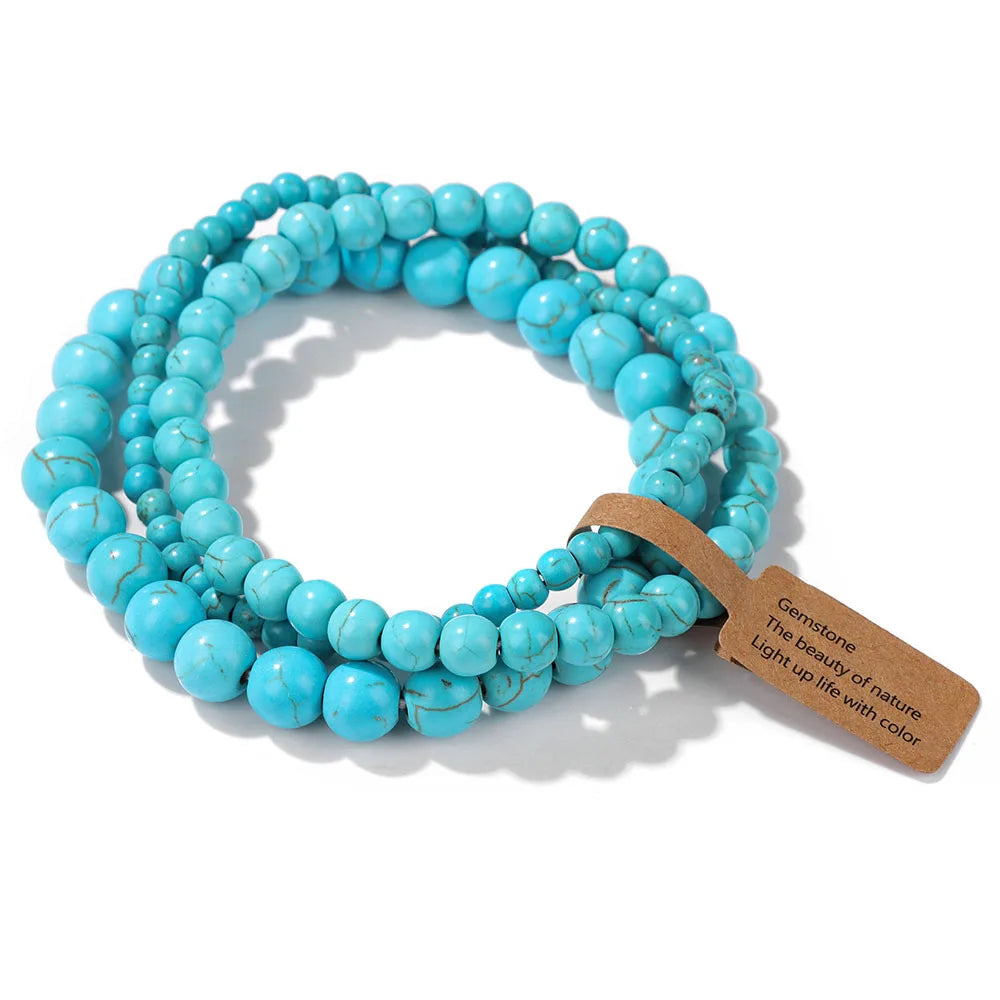 🎀 Spiritual Abacus Pink Zebra & Mixed Natural Stone Bracelet Set 4mm–8mm Beads