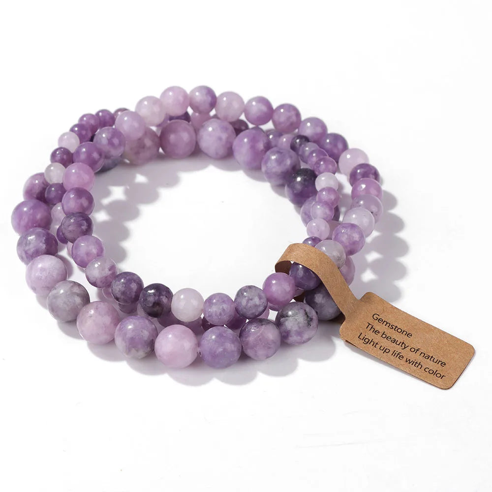 🎀 Spiritual Abacus Pink Zebra & Mixed Natural Stone Bracelet Set 4mm–8mm Beads