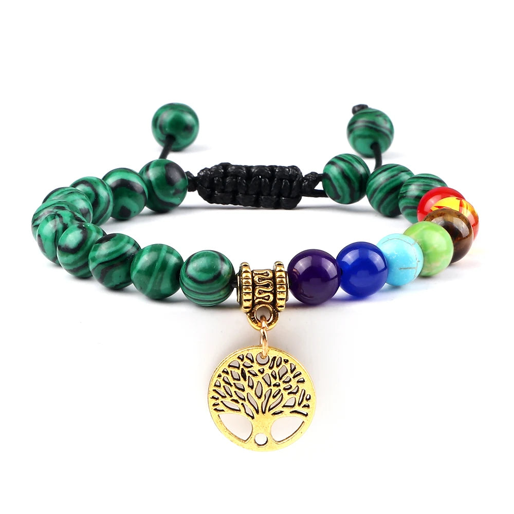 🌈 Spiritual Abacus 7 Chakra Tree of Life Bracelet Natural Stone Reiki Energy Beads